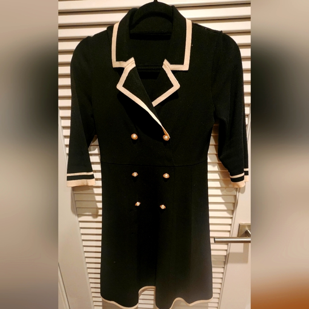 Chic Black Dress with Gold Buttons